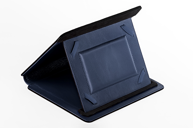Etui pour tablette bleu indigo et noir mat haut de gamme. Personnalisation - Rear view